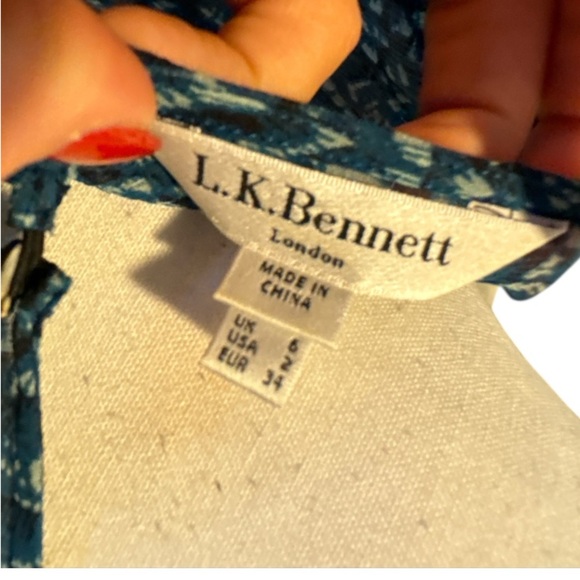 L.K. Bennett London Bryony Silk Dress in Evergreen Sz 2 Elegant Chic Ruffle - Picture 6 of 7